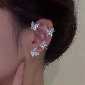 Crystal Butterfly Ear Cuff Wrap – Sparkly Rhinestone No Piercing Ear Jewelry